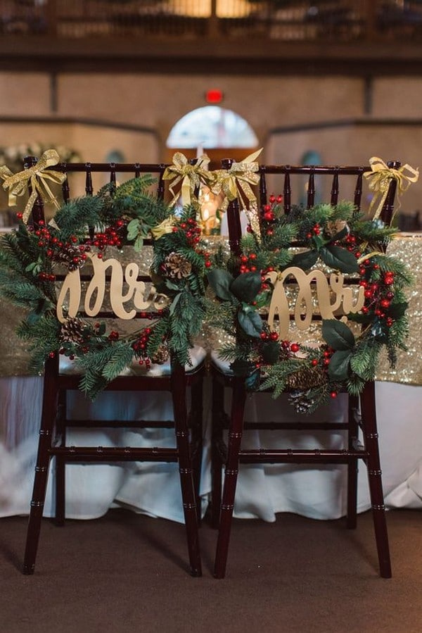 Christmas Wedding Day Wedding Chair Decor