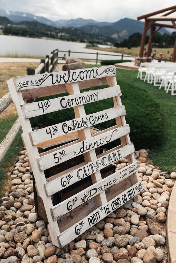 DIY timeline wooden pallet wedding sign