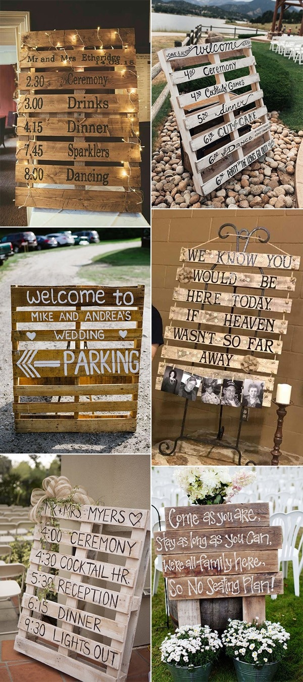 DIY wooden pallets country wedding signs
