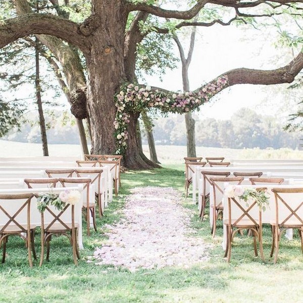 Garden tree wedding ceremony arches and backdrops