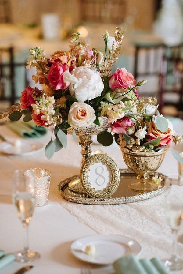 Gold Wedding Reception Centerpiece Decor