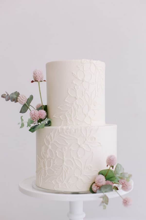Light and Chic pink simple wedding cake