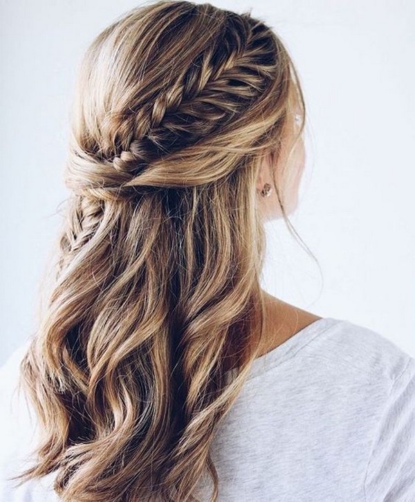 Plaited Bridal Hair Half Up Half Down Hairstyle