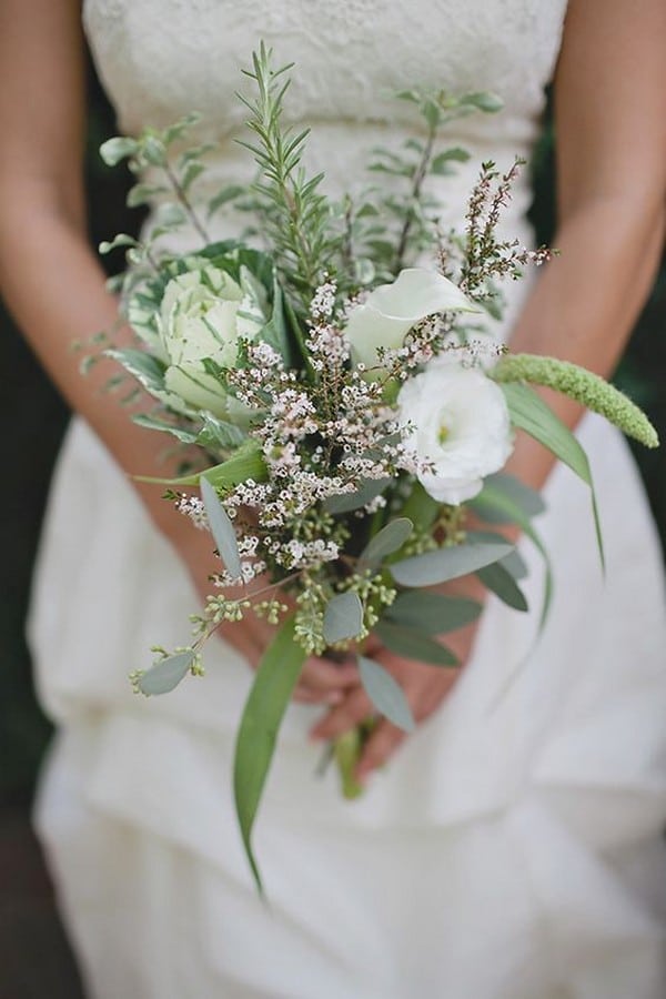 Posy small white and greenery wildflower wedding bouquet