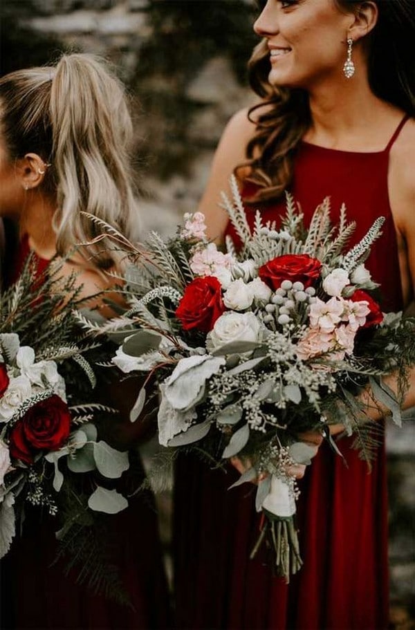 Red, Sage, White and Silver Sage Wedding Color Palette
