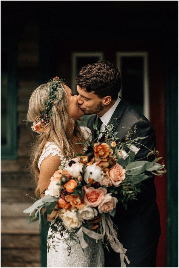 Rust dusty burnt orange bohemian wedding bouquets - fall wedding bouquet, dusty orange flowers for wedding