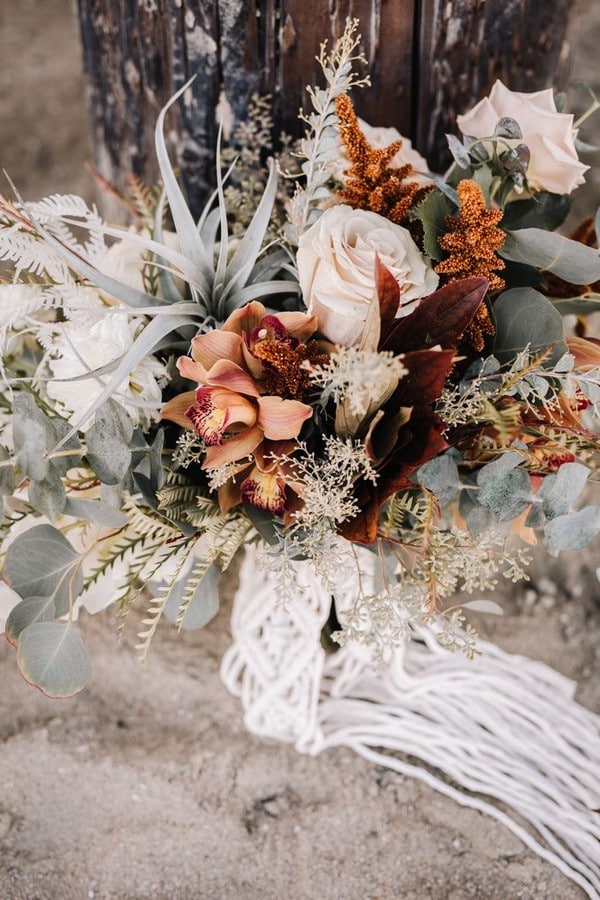 Rust dusty burnt orange bohemian wedding bouquets - fall wedding bouquet, dusty orange flowers for wedding