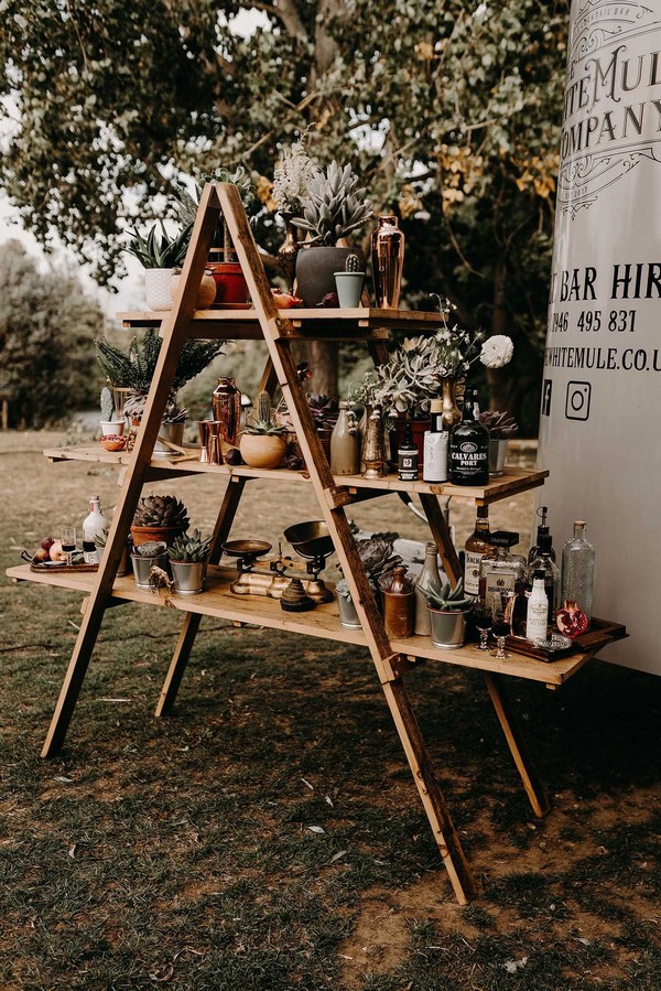 The White Mule Drinks Trailer with vintage Step Ladder Shelving Display
