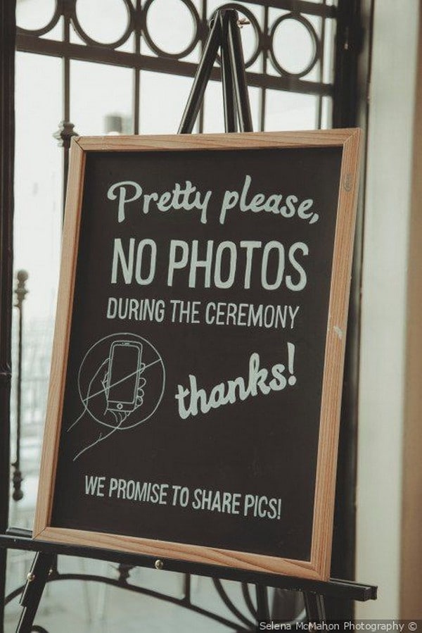 Unplugged wedding ceremony sign