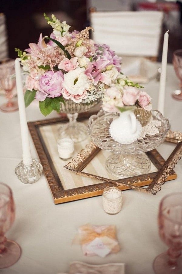 pink vintage wedding centerpiece