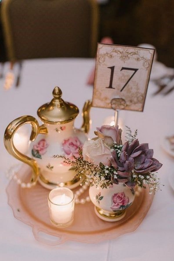 Vintage teacup Wedding Centerpiece