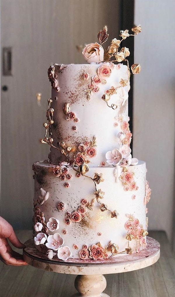 Vintage wedding cakes - vintage wedding, pearls, blush pink