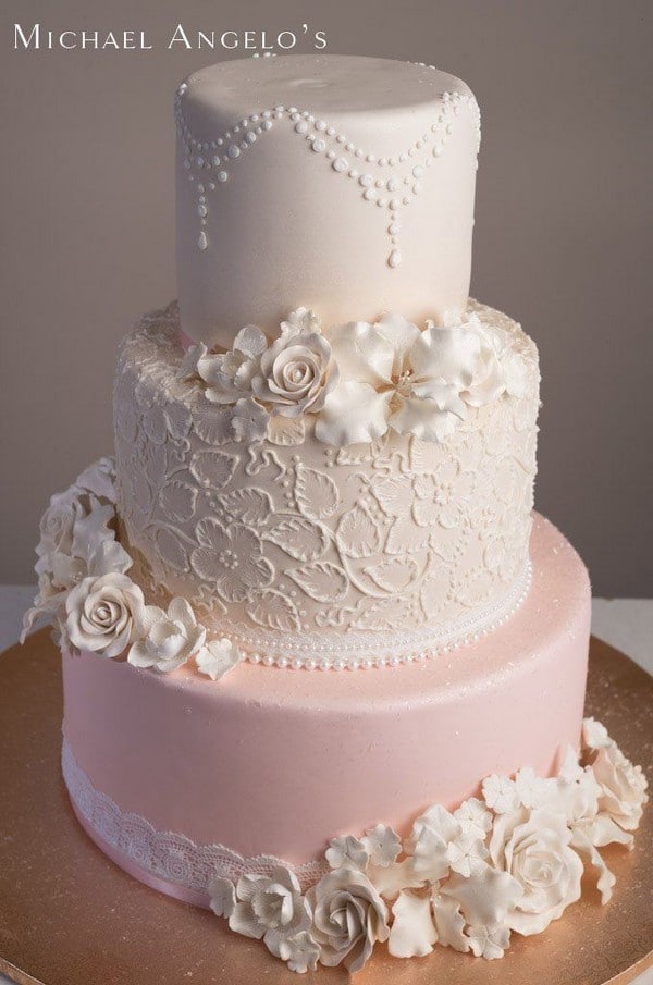 Vintage wedding cakes - vintage wedding, pearls, blush pink