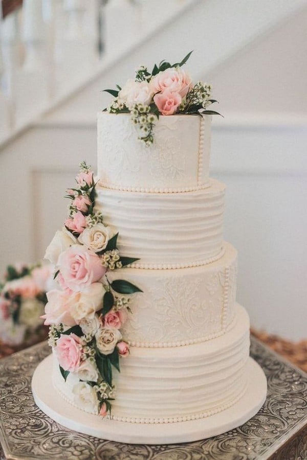 Vintage wedding cakes - vintage wedding, pearls, blush pink