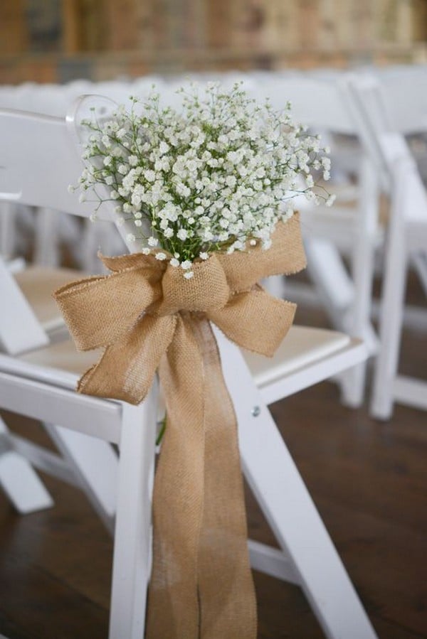 babys breath and burlap wedding decoration ideas