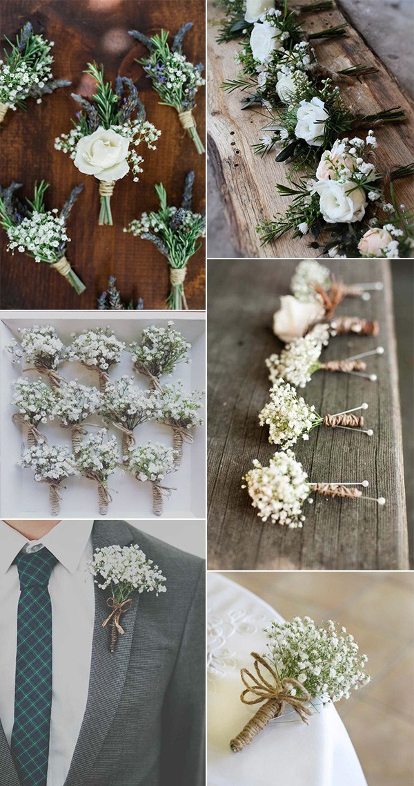 babys breath wedding boutonnieres