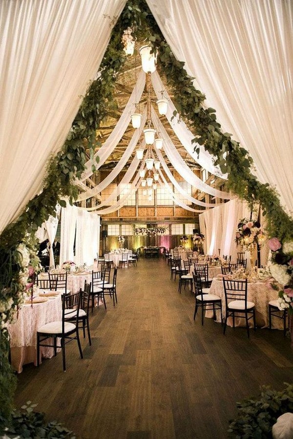 barn wedding reception ideas with drapery
