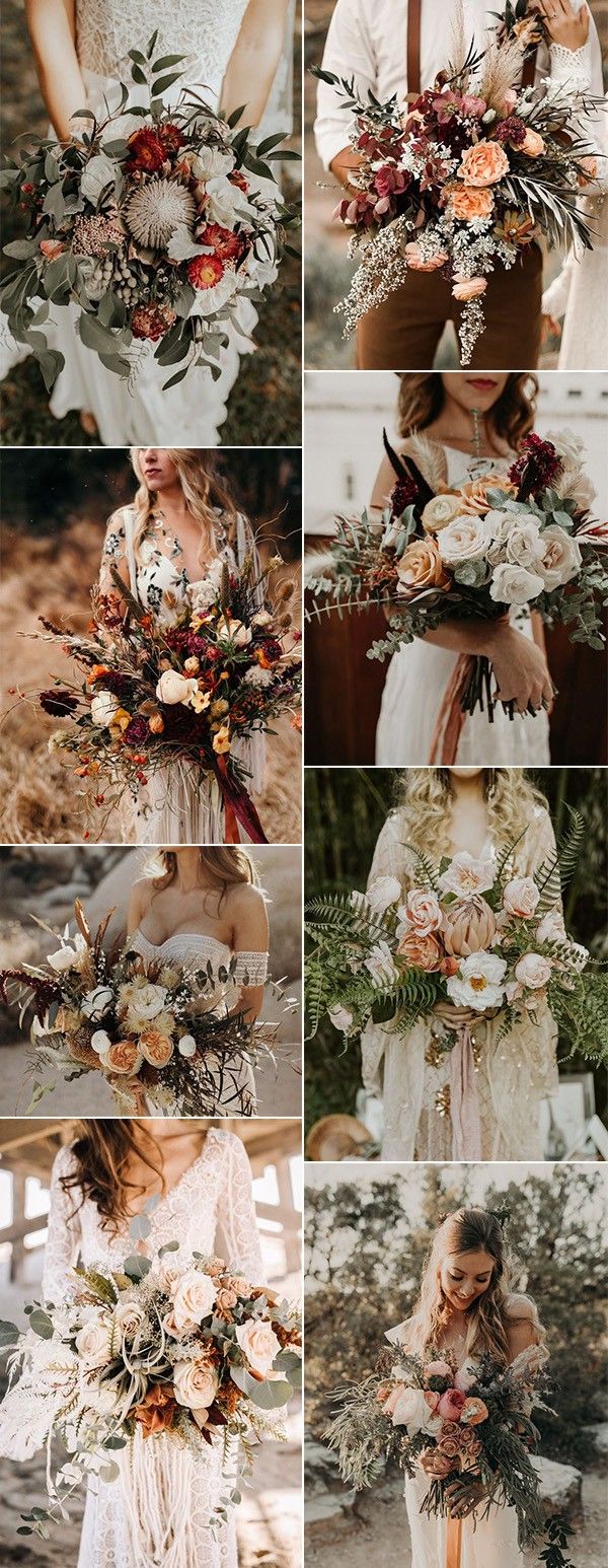 bohemian inspired fall wedding bouquets