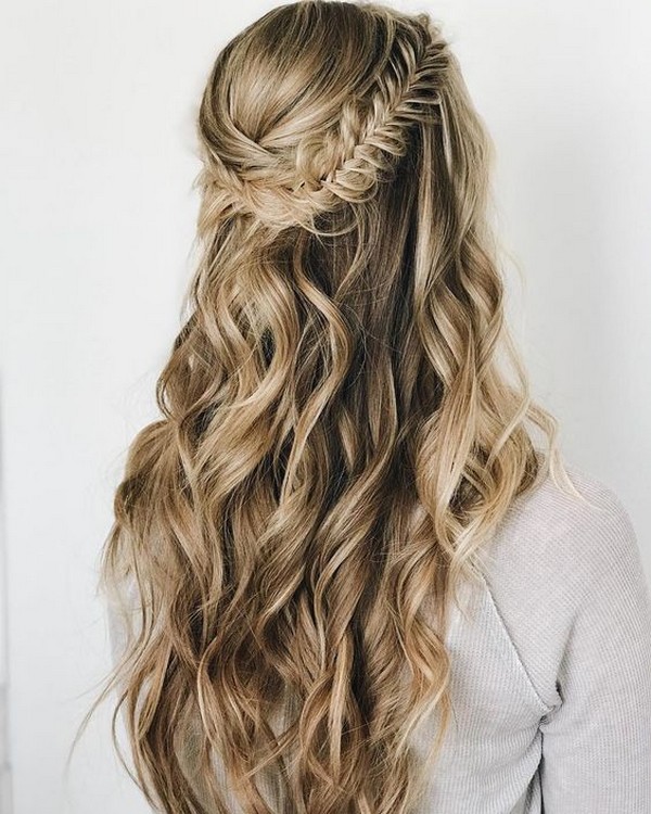 boho braids half up half down wedding hairstyle