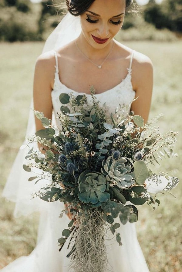 boho chic greenery wedding bouquet