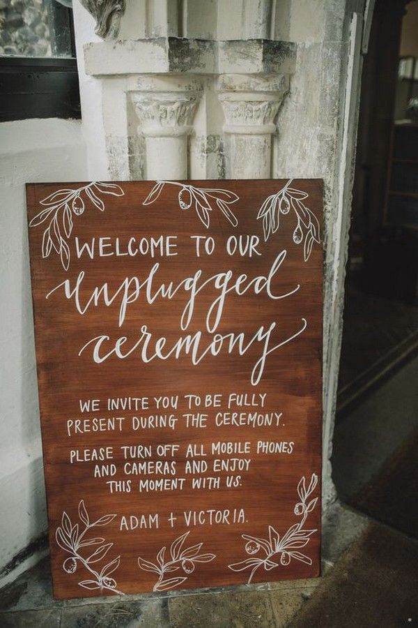 boho unplugged wedding ceremony sign ideas