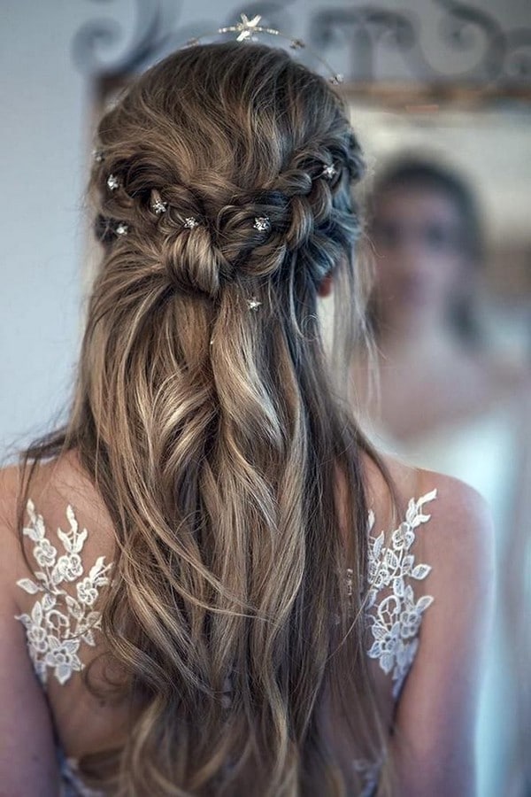 braided long wedding hairstyle 