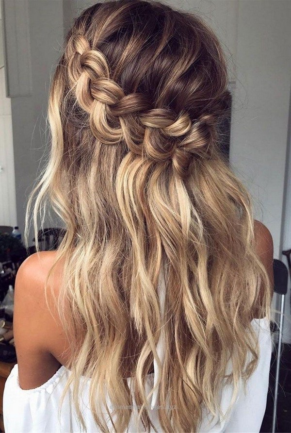 braided long wedding hairstyle 