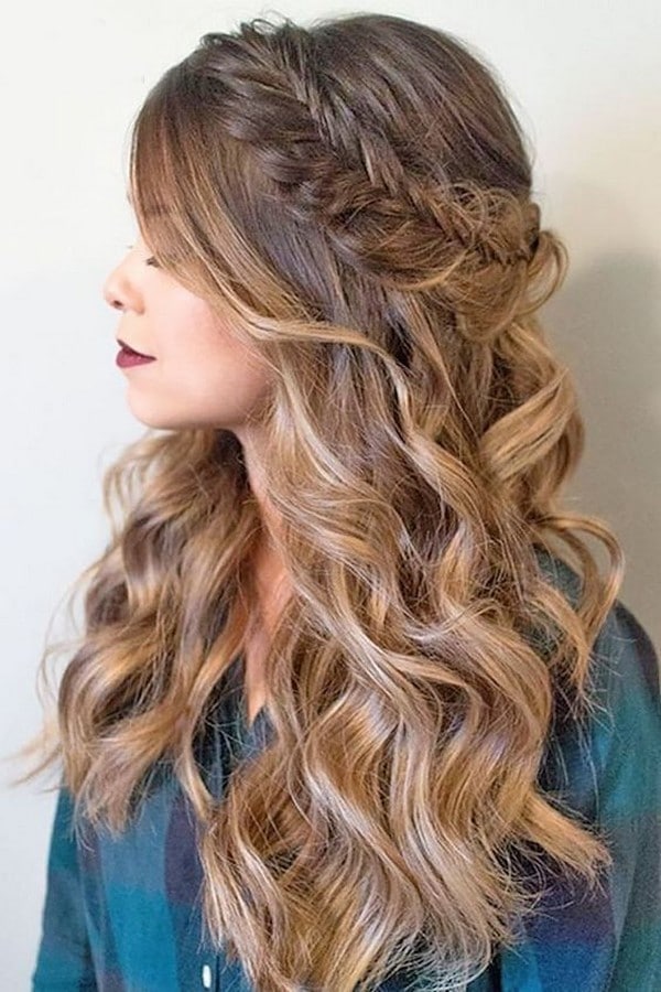 braided long wedding hairstyle 