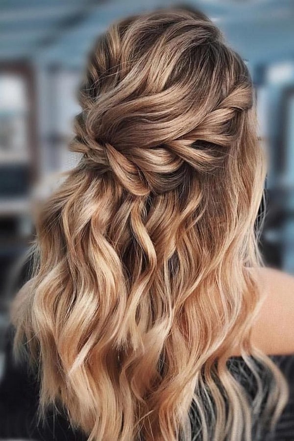 braided long wedding hairstyle 