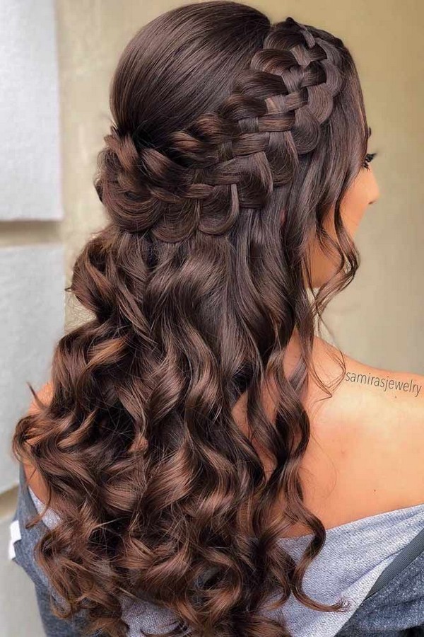 braided long wedding hairstyle 