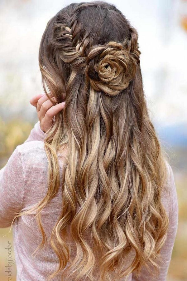 braided long wedding hairstyle 