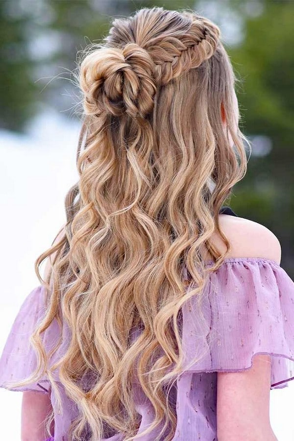 braided long wedding hairstyle 