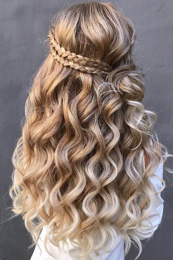 braided long wedding hairstyle 