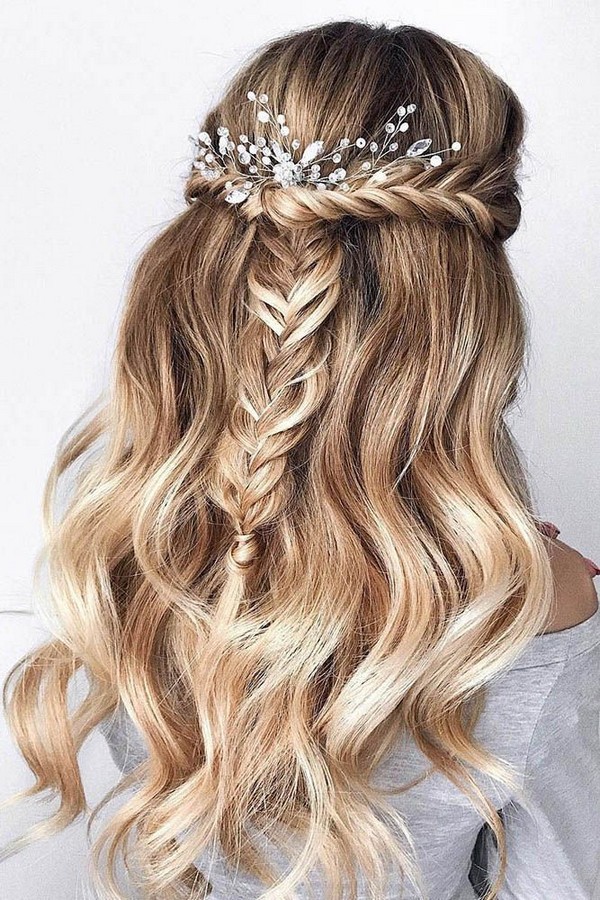 braided long wedding hairstyle 