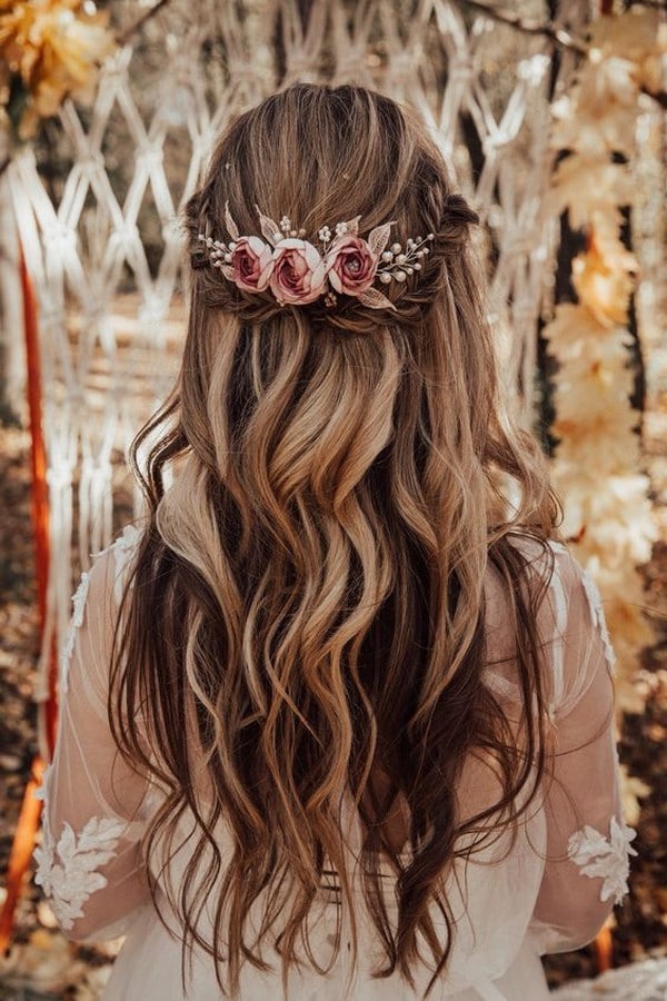 braided long wedding hairstyle 