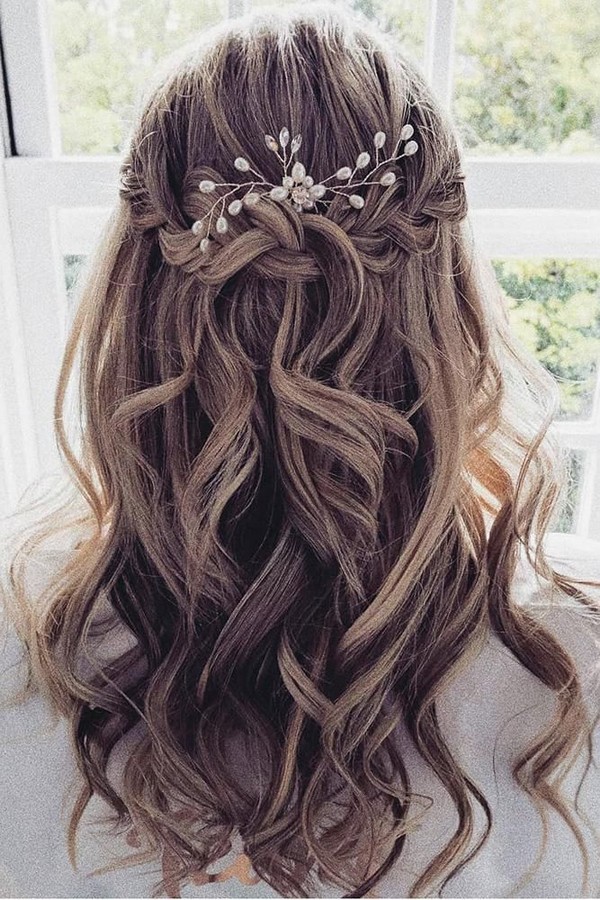 braided long wedding hairstyle 