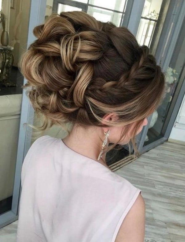 braided long wedding updo hairstyle