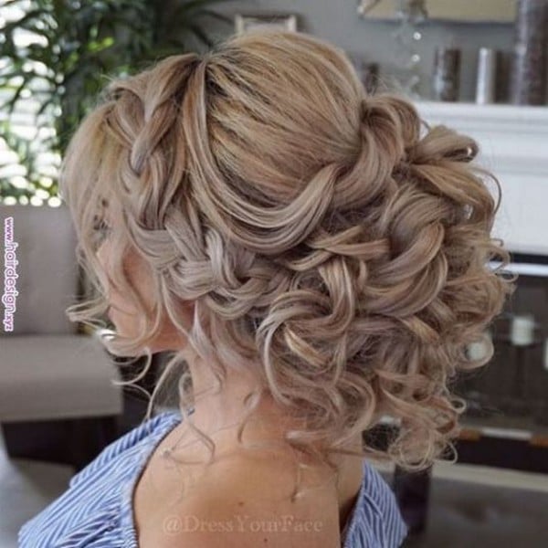 braided long wedding updo hairstyle