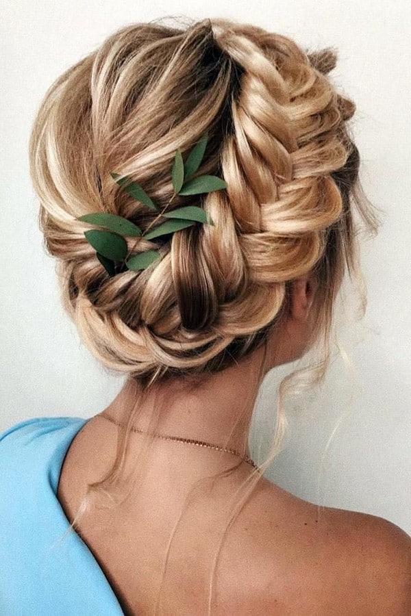 braided long wedding updo hairstyle