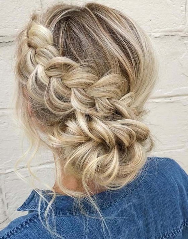 braided long wedding updo hairstyle