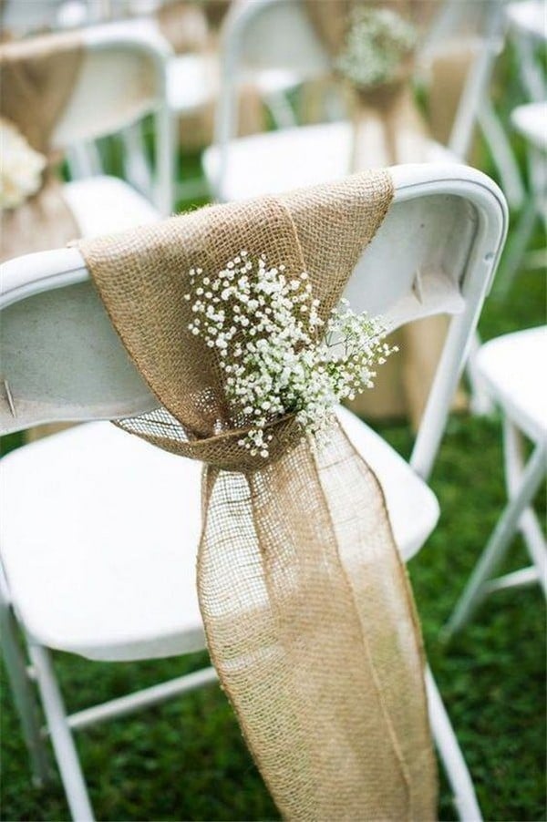 budget friendly wedding chair decoration ideas with burlap