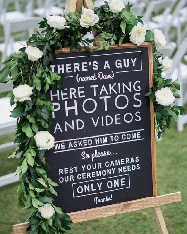 chalkboard unplugged wedding sign