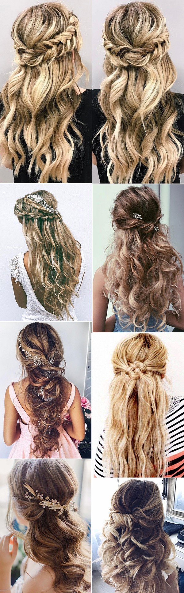 chic half up half down wedding hairstyles ideas