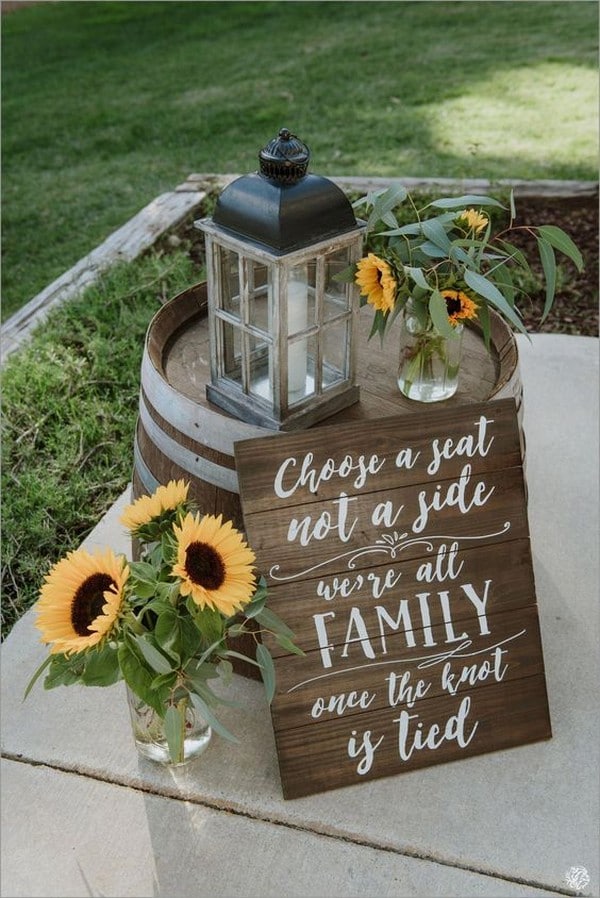 chic rustic wedding decoration ideas with sunflowers