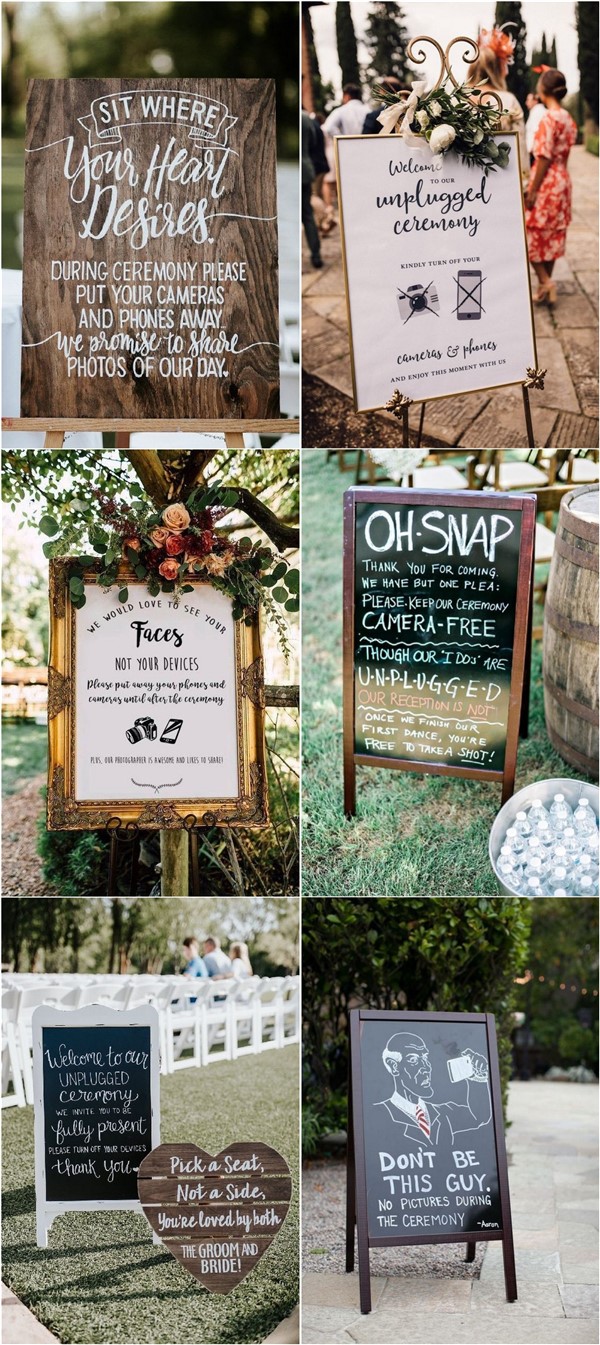 chic unplugged wedding sign ideas