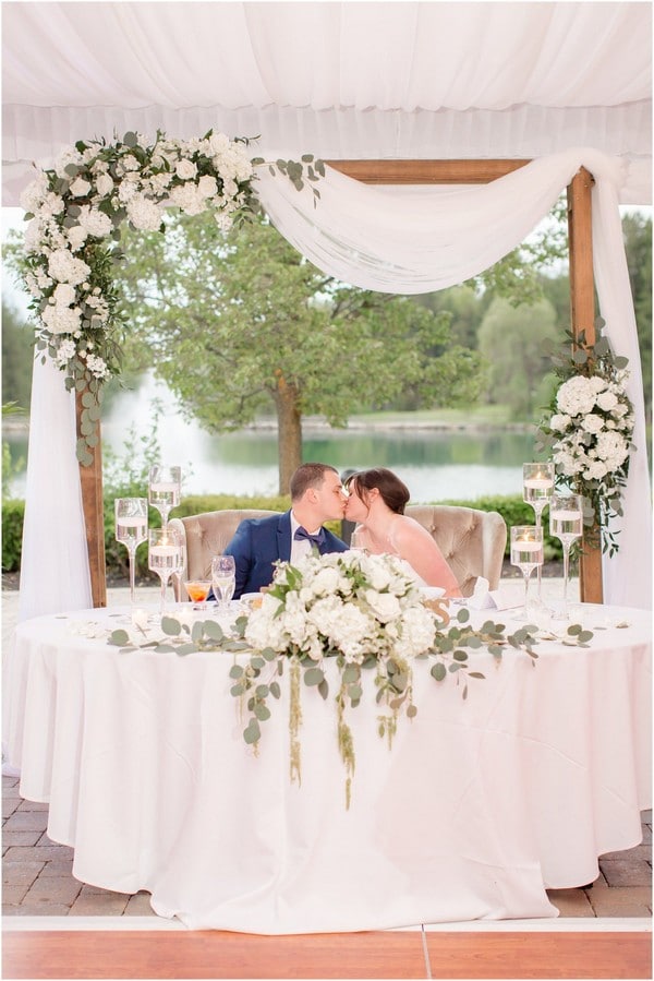 classic white and green sweetheart table