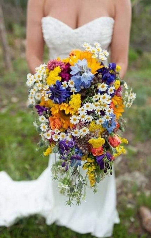 colorful boho wildflower bouquet