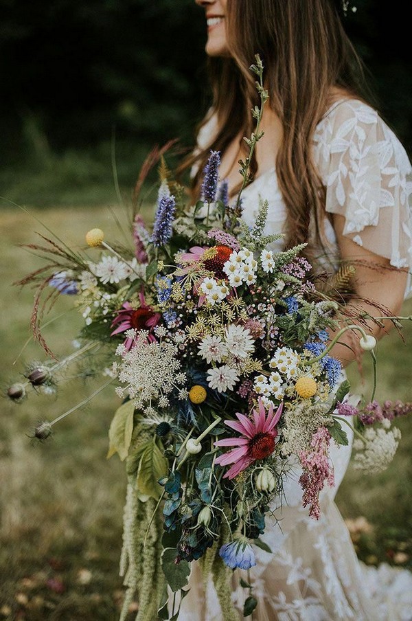 colorful wildflower wedding bouquet