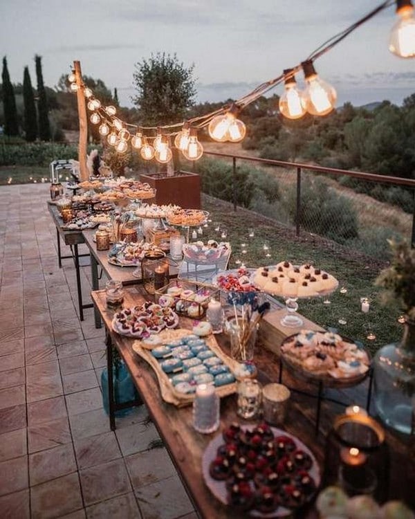 country rustic wedding reception food bar ideas