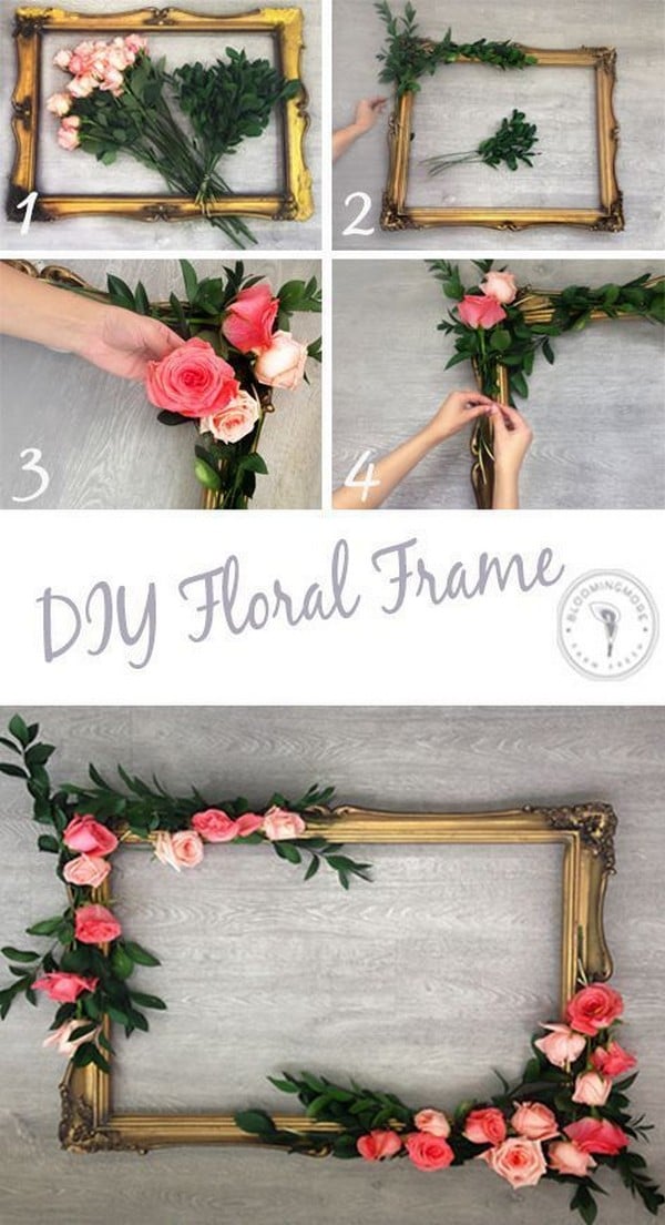 diy floral frame wedding photo booth
